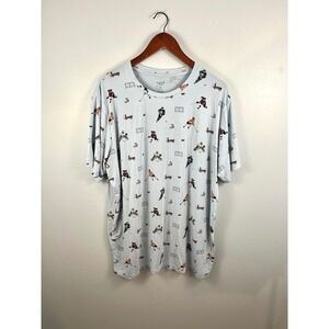 Kyte Baby Mens XL Bamboo Hockey Print Lounge T-Shirt Ice Blue Short Sleeve Tee